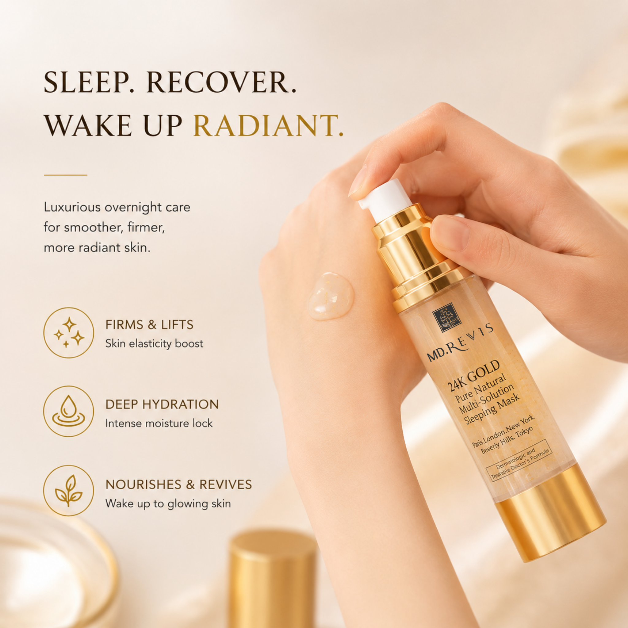 24K Gold Overnight Recovery Serum - Luxury Home Spa Care